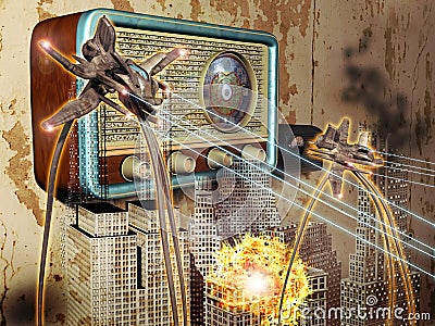 War of the worlds radio broadcast Stock Photo