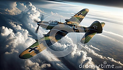 Warbirds in the Sky: WW II Aircraft's Timeless Aerial Grace Stock Photo