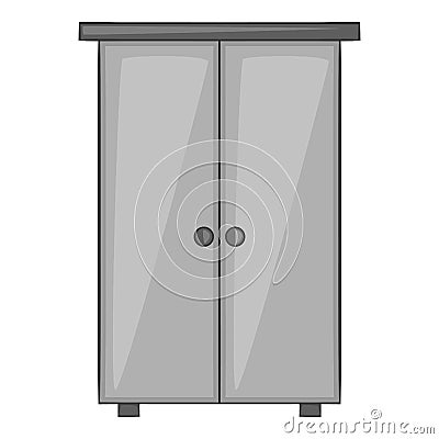 Wardrobe icon, gray monochrome style Cartoon Illustration