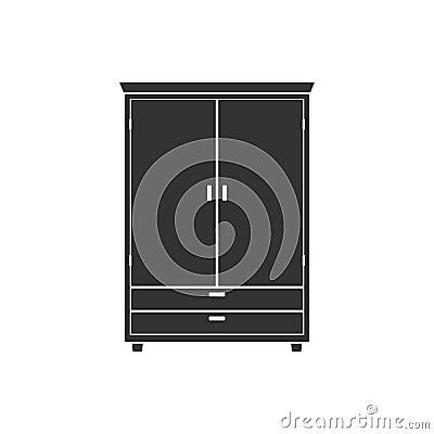 Wardrobe icon isolated on background. Natural wooden Furniture. Room interior element cabinet to create apartments Vector Illustration