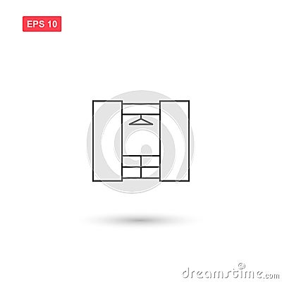 Wardrobe icon vector isolated 4 Vector Illustration