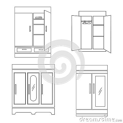 wardrobe icon vector Cartoon Illustration