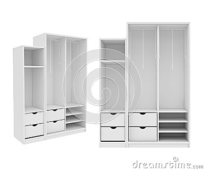 Wardrobe Isolated on White Background, 3D rendering Cartoon Illustration