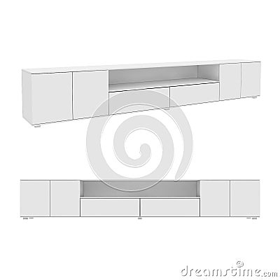 Wardrobe Isolated on White Background, 3D rendering Cartoon Illustration