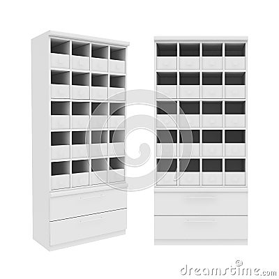 Wardrobe Isolated on White Background, 3D rendering Cartoon Illustration