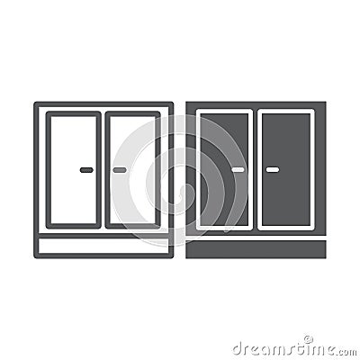Wardrobe line and glyph icon, furniture and home, cupboard sign, vector graphics, a linear pattern Vector Illustration