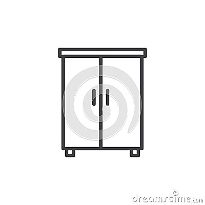 Wardrobe line icon, outline vector sign, linear style pictogram isolated on white. Vector Illustration