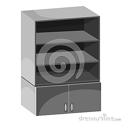 Wardrobe with shelves icon, gray monochrome style Vector Illustration