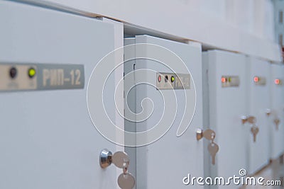 Wardrobes remote control equipment. Closed dashboards Stock Photo