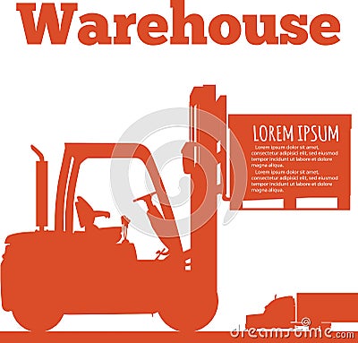 Warehouse banner with forklift truck silhouette Vector Illustration