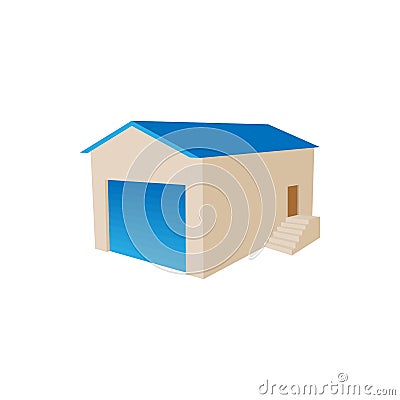 Warehouse building icon, cartoon style Vector Illustration