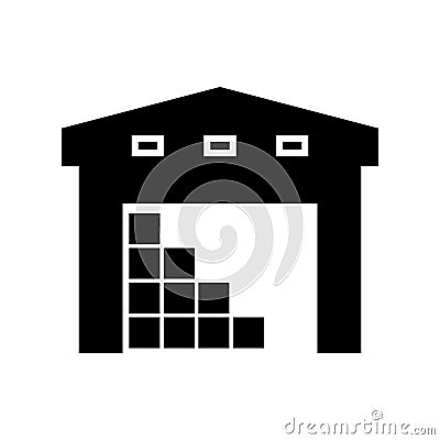 Warehouse building silhouette icon Vector Illustration