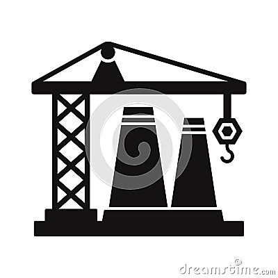 Warehouse with crane Vector Icon which can easily modify or edit Vector Illustration