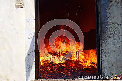 Warehouse fire furniture Editorial Stock Photo