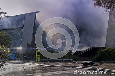 Warehouse fire Stock Photo