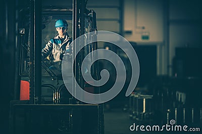 Warehouse Forklift Operator Stock Photo