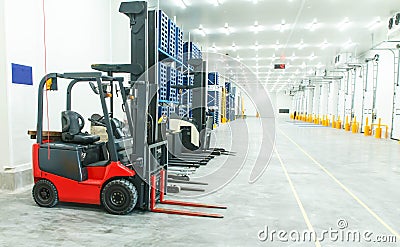 Warehouse freezer Logistics storage, loading and shipment Stock Photo