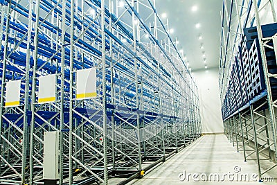 Warehouse freezer Logistics storage, loading and shipment Stock Photo