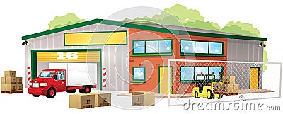 Warehouse and goods Vector Illustration