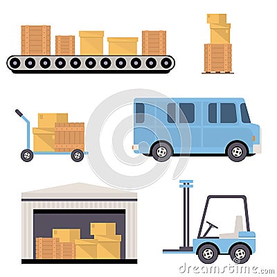 Warehouse Icons Flat Vector Illustration