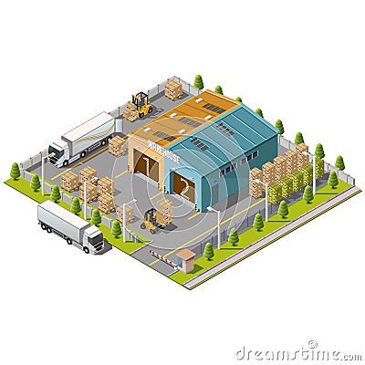 Warehouse Industrial area with seating for loading Vector Illustration