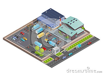 Warehouse Isometric Composition Vector Illustration