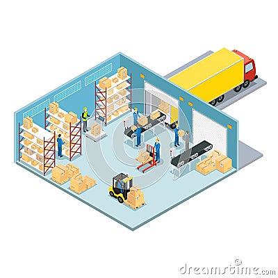 Warehouse Isometric Composition Vector Illustration