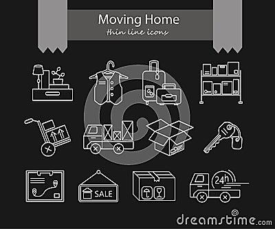 Warehouse logistic thin line icons. Vector Illustration