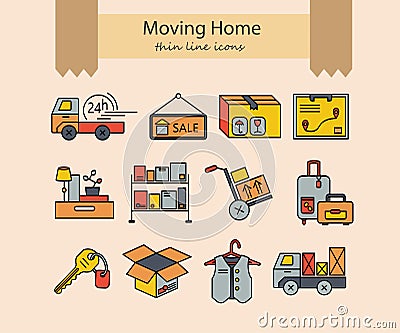 Warehouse logistic thin line icons. Vector Illustration