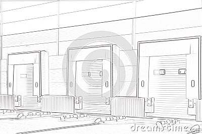 Warehouse logistics complex. loading gates Stock Photo