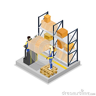 Warehouse logistics isometric 3D icon Vector Illustration