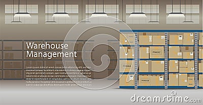 Warehouse management banner Vector Illustration