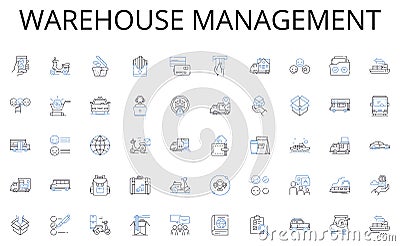 Warehouse management line icons collection. Travel, Hiking, Biking, Camping, Swimming, Skiing, Reading vector and linear Vector Illustration