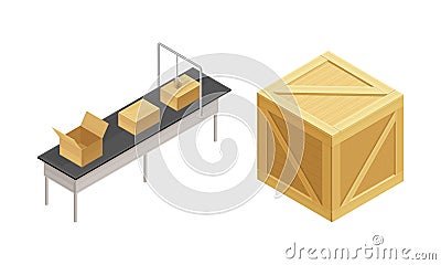 Warehouse objects set. Storage, logistic and delivery of goods vector illustration Vector Illustration
