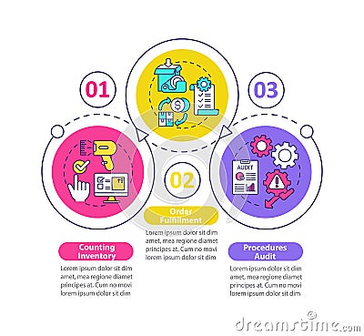 Warehouse procedures audit vector infographic template Vector Illustration