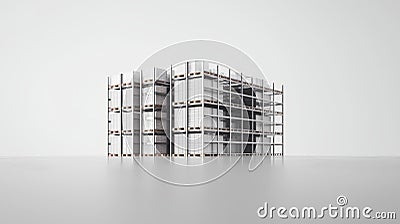 Warehouse racking system in minimalist 8K resolution render Stock Photo