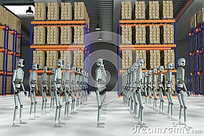 Warehouse robots Stock Photo