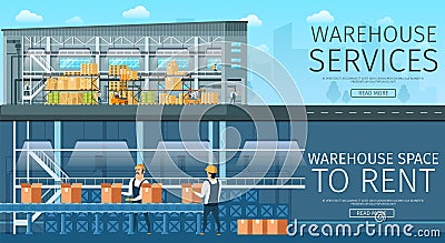 Warehouse Service. Modern Storage Space for Rent Vector Illustration