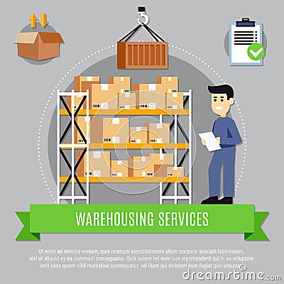 Warehouse Services Composition Vector Illustration