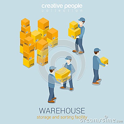 Warehouse storage delivery service flat 3d web isometric concept Stock Photo