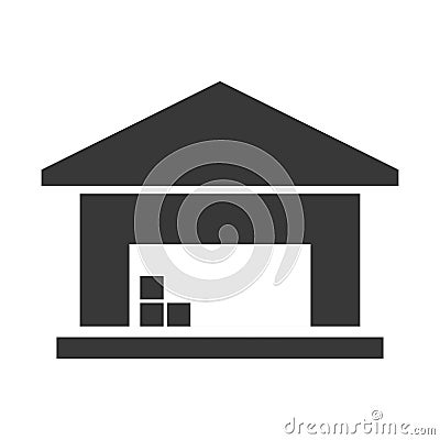 Warehouse storage and industry black icon, industrial house Vector Illustration