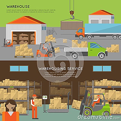 Warehouse transportation banners Vector Illustration