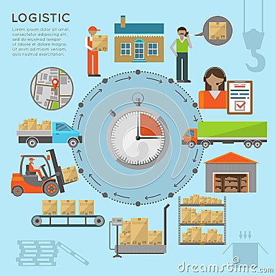 Warehouse transportation infografics Vector Illustration