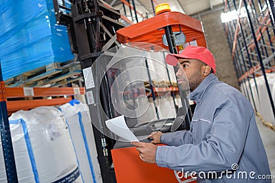 Warehouse worker picking order Stock Photo