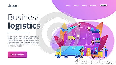 Business logistics concept landing page. Vector Illustration