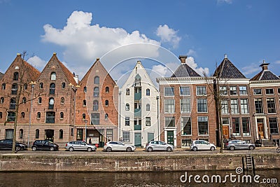 Warehouses at a canal in Groningen Editorial Stock Photo