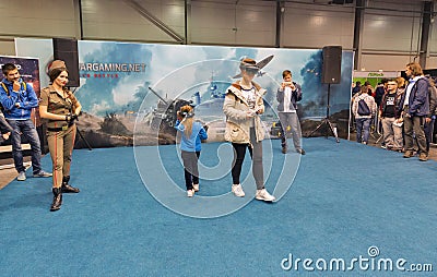 Wargaming booth at CEE 2017 in Kiev, Ukraine. Editorial Stock Photo