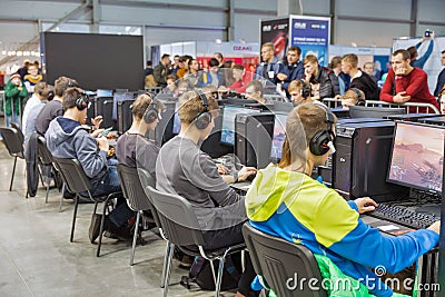 Wargaming booth during CEE 2017 in Kiev, Ukraine Editorial Stock Photo