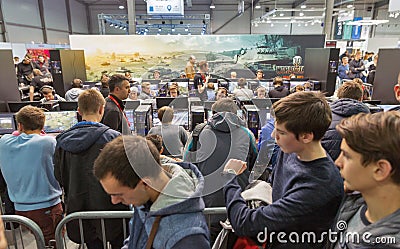 Wargaming booth during CEE 2017 in Kiev, Ukraine Editorial Stock Photo