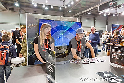Wargaming booth during CEE 2017 in Kiev, Ukraine Editorial Stock Photo
